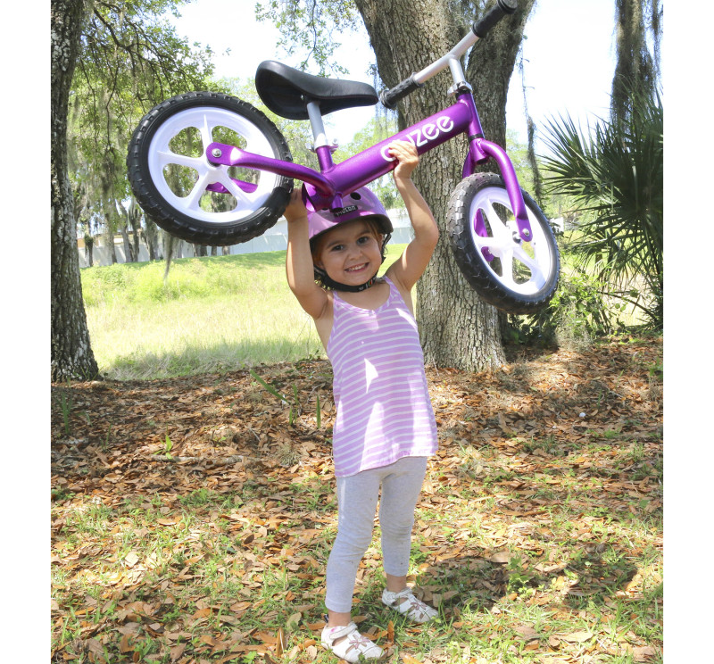 Cruzee Balance Bike OvO Ultralite Purple Lift Melon Helmet