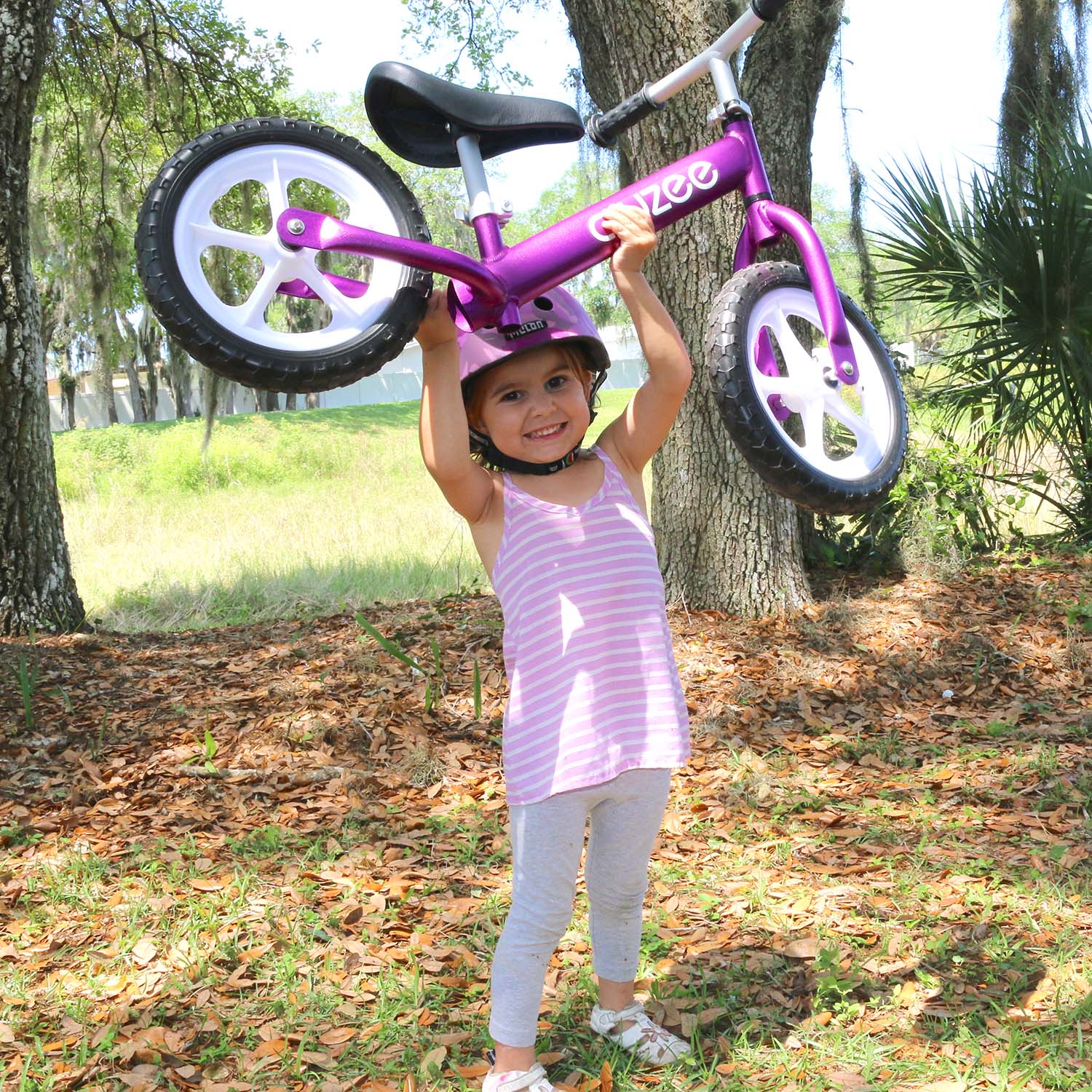 Cruzee Two Purple with White Wheels 12" Aluminium Balance Bike 